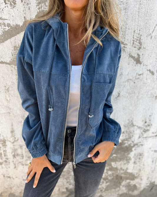 DANNA – Corduroy Hoodie Jas met Rits