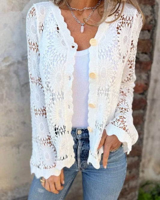 NALIE – Gehaakte Kant Button Cardigan