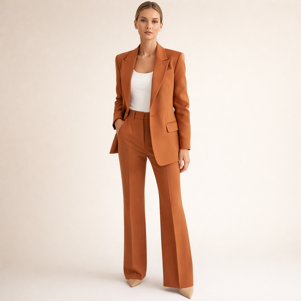 Vanessa™ | Elegante mantelpak met uitlopende broe