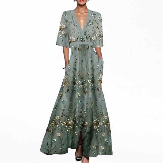 Valentina | Elegante maxi-jurk met diepe halslijn