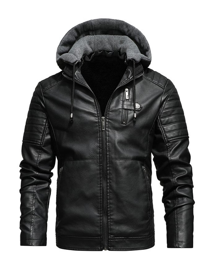 Vanhouten™ | Gebruikte Leerlook Jas Met Voorzijde Capuche