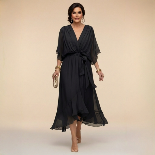 Serena™ | Soepelvallende jurk met V-hals en een etherische elegantie