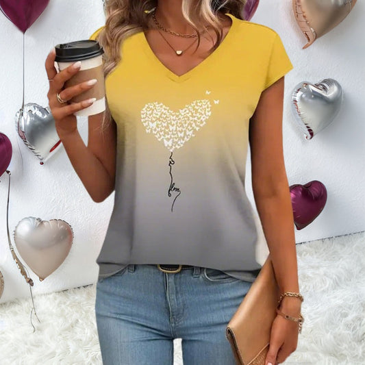 T-shirt met hartprint in kleurverloop