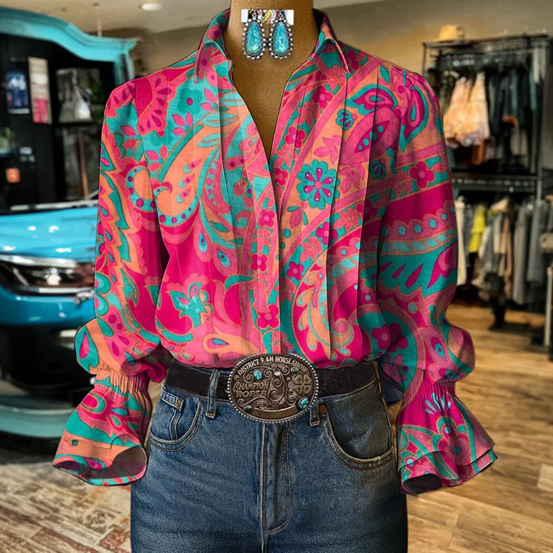 Blouse met vintage bloemenprint