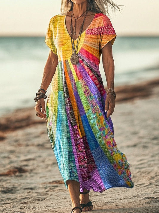 Jurk met Bohemian Sun-motief
