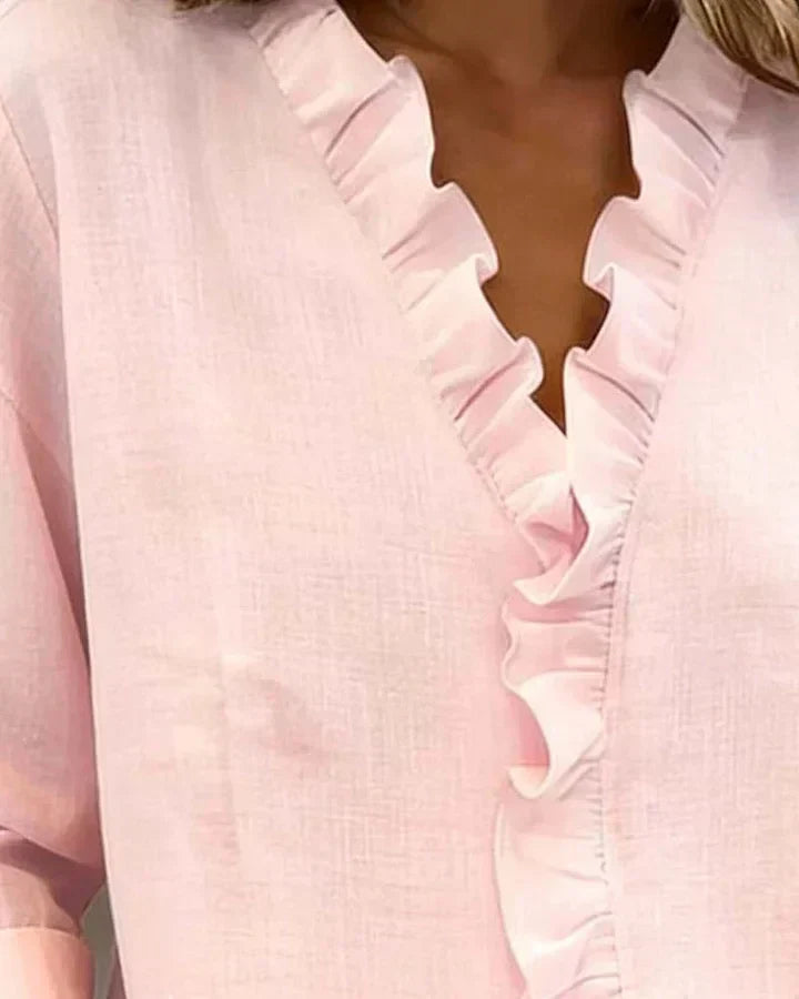 Chiara™ | Blouse met V-hals en fijne ruches