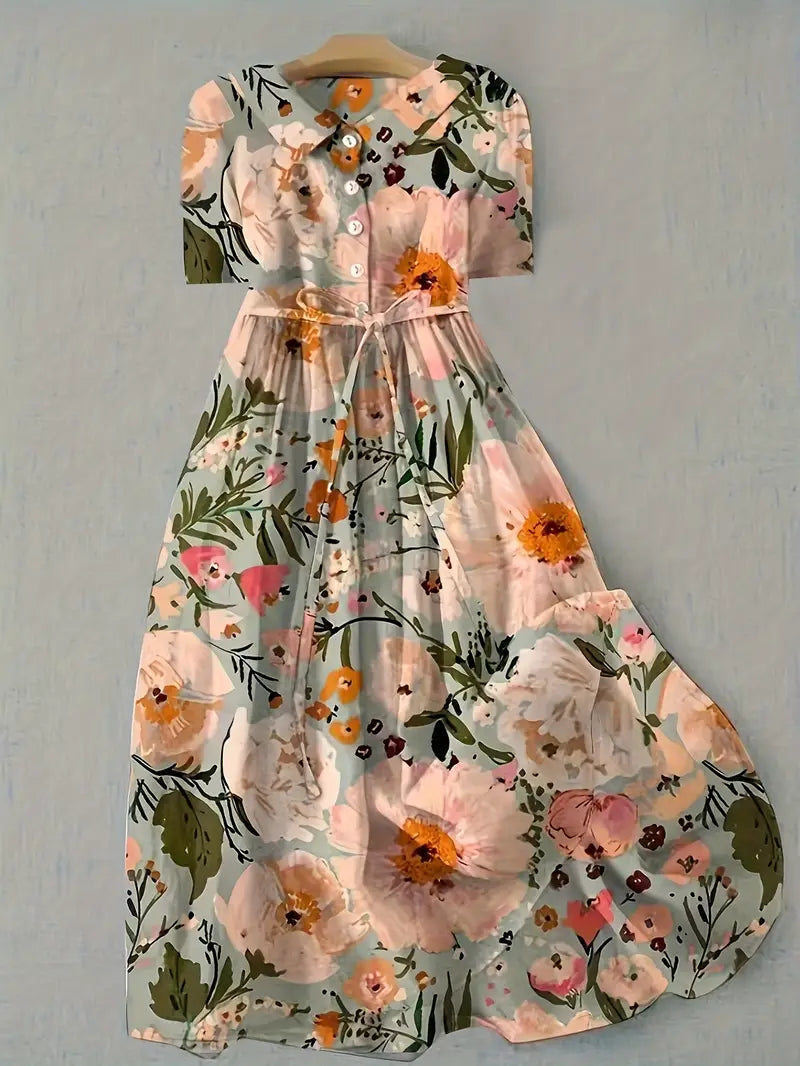 Aurélie | Zomerse jurk met bloemenprint in warme tinten