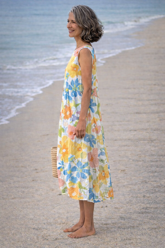 Ella | Midi-jurk met pastelkleurige bloemen