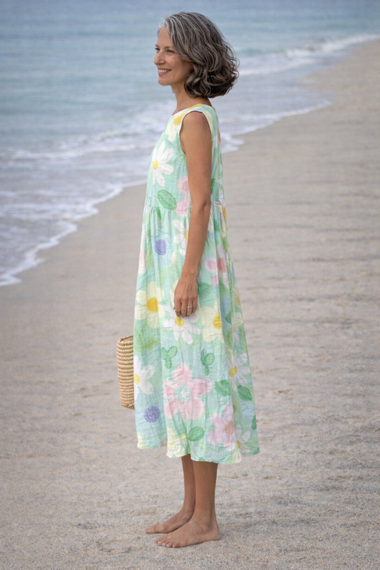 Irene | Midi-jurk met pastelkleurige bloemen
