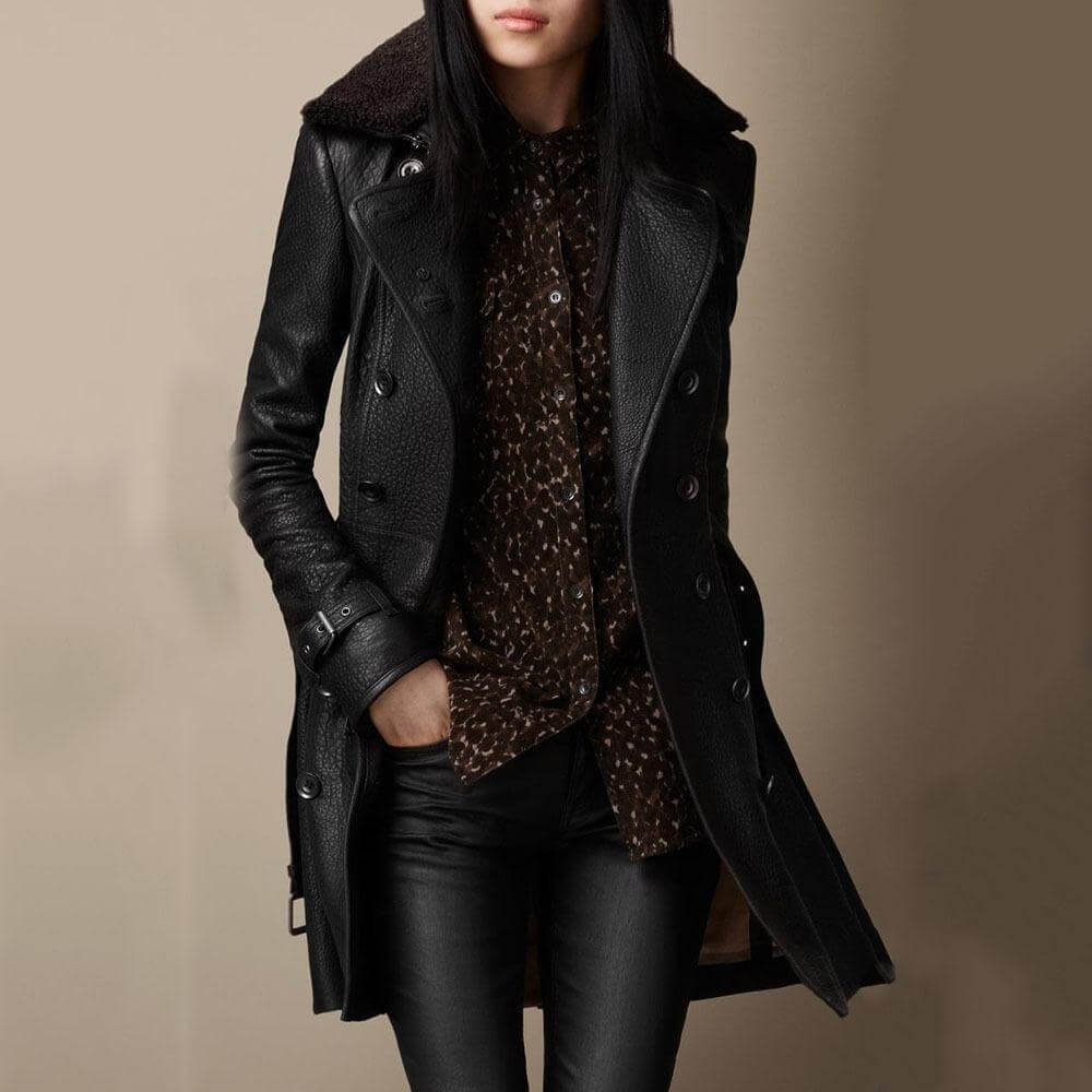 Tanja - Elegante leren trenchcoat