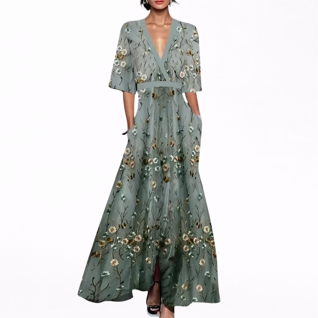 Alma | Elegante lange jurk met bloemen
