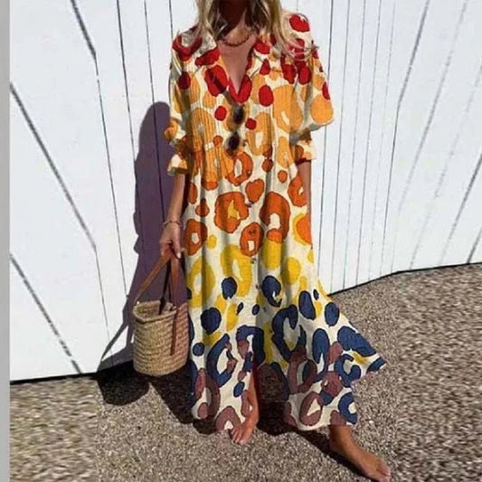 Cassidy™ – Maxi-jurk met boho pofmouwen
