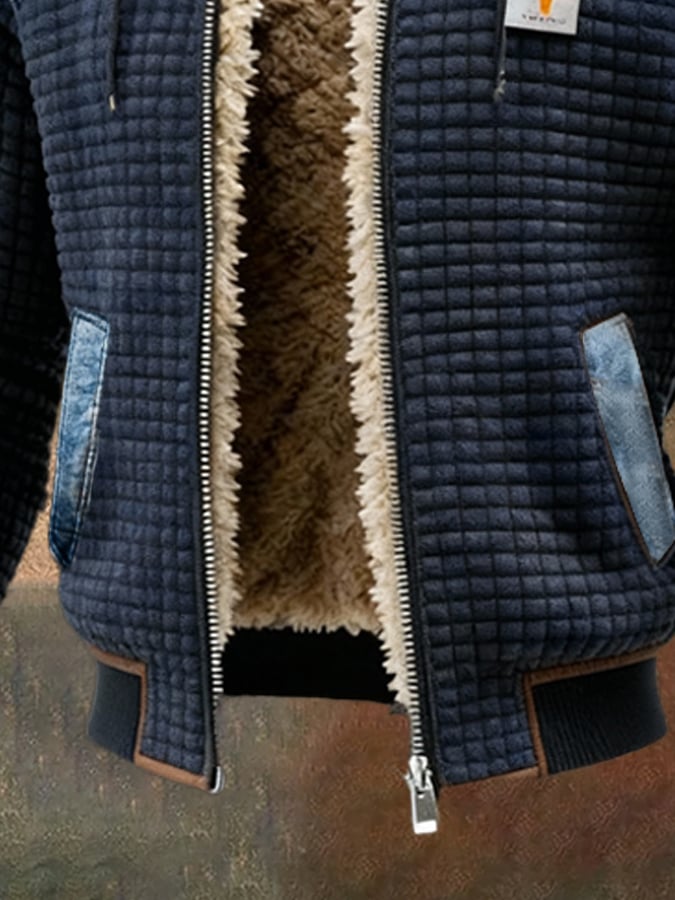 Vanhouten™ | Zwarte Gevoerde Jas Met Denimdetails