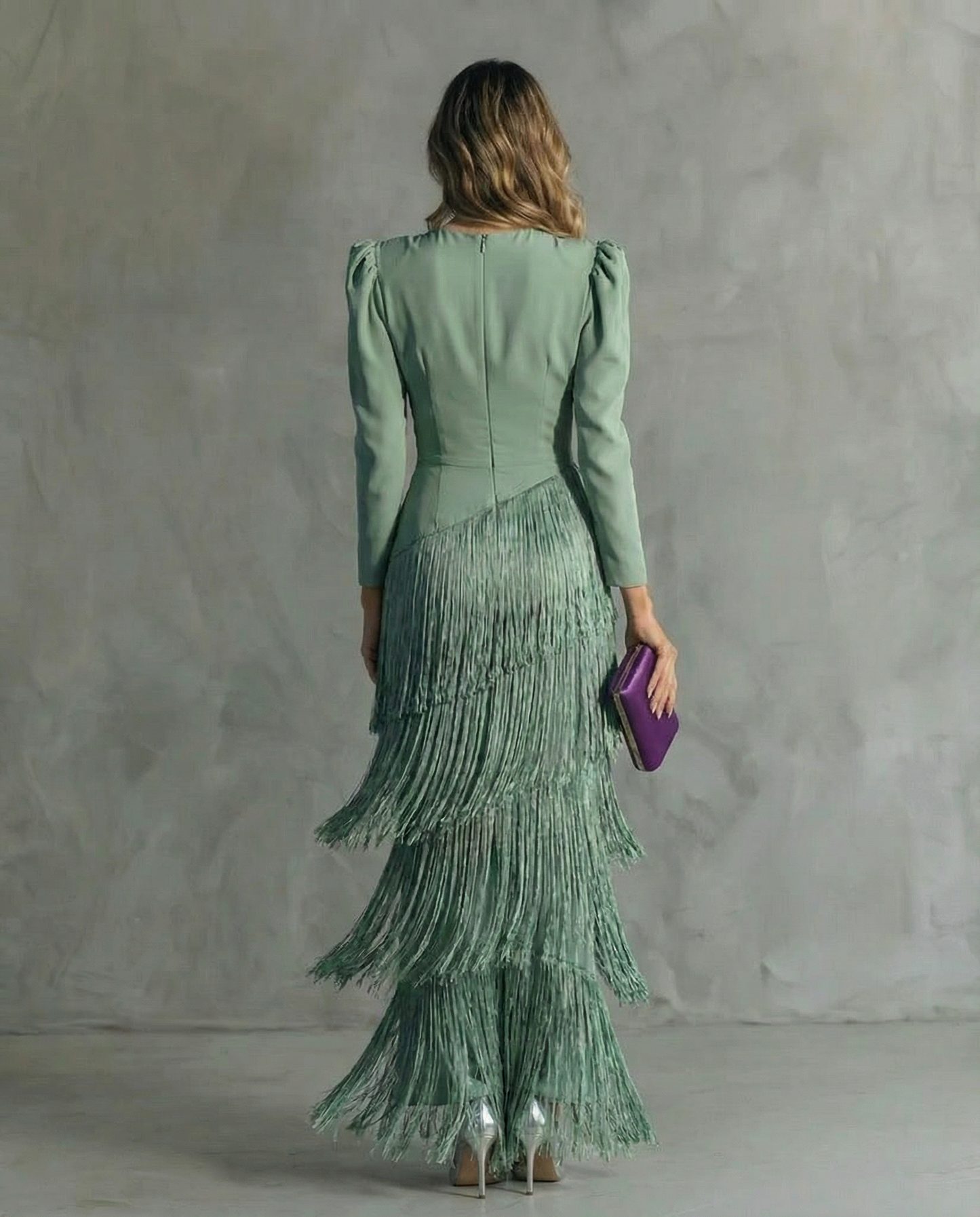 Clara™ | Elegante midi-jurk met franjes aan de mouwen
