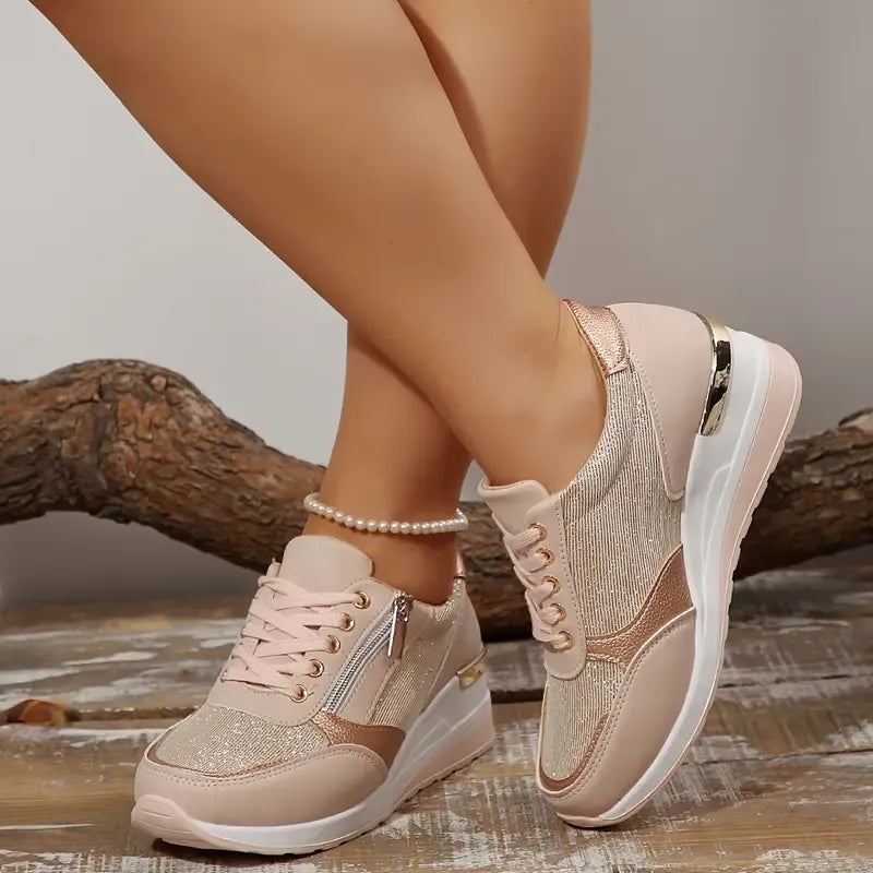 Nieuwe orthopedische sneakers met veters en ritssluiting aan de zijkant voor dames