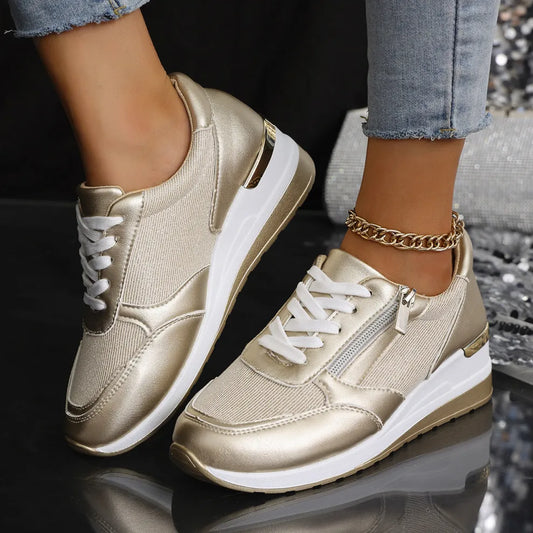 Nieuwe orthopedische sneakers met veters en ritssluiting aan de zijkant voor dames