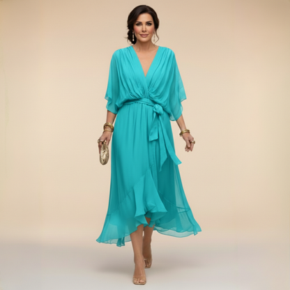Monica | Chiffonjurk met V-hals