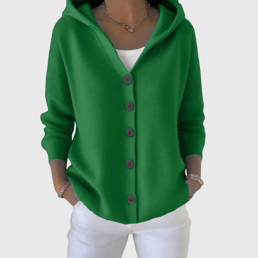 Virexo | Zachte gebreide cardigan met capuchon