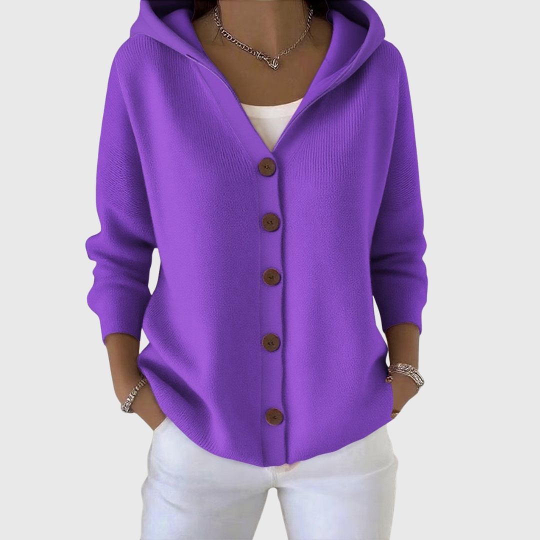 Virexo | Zachte gebreide cardigan met capuchon