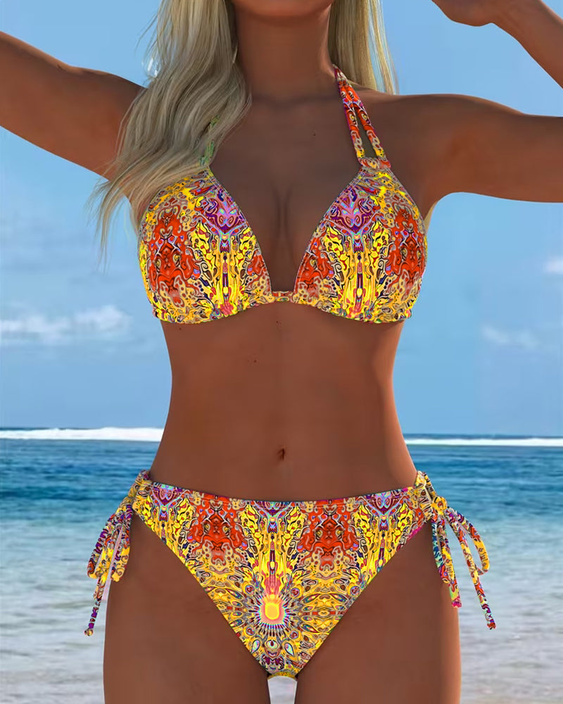 Bikini met halterprint in diverse kleuren