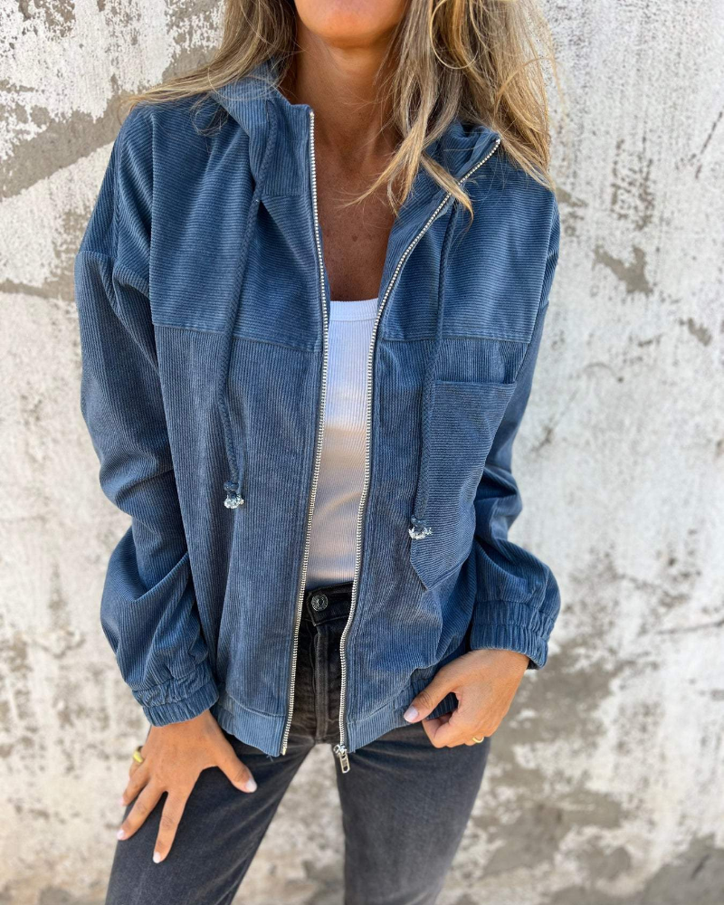 DANNA – Corduroy Hoodie Jas met Rits