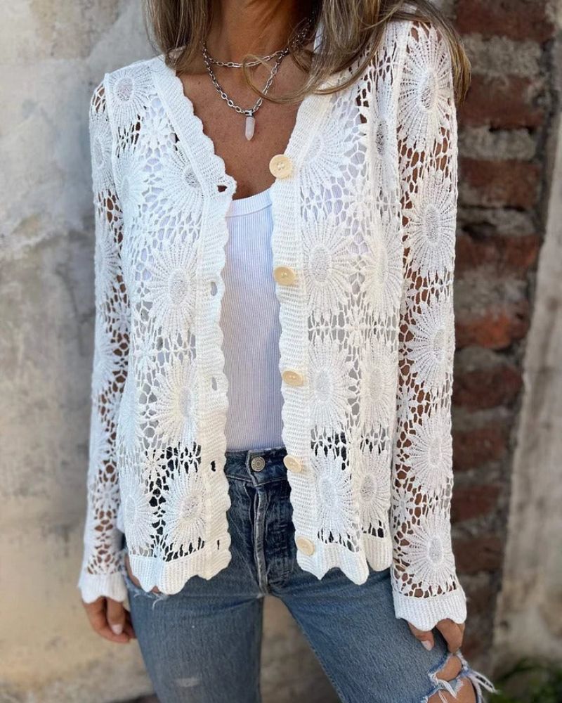 NALIE – Gehaakte Kant Button Cardigan