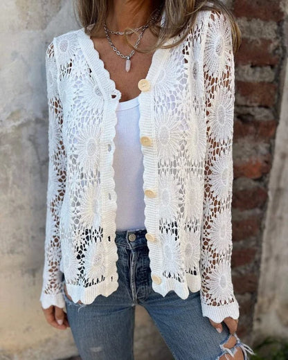 NALIE – Gehaakte Kant Button Cardigan