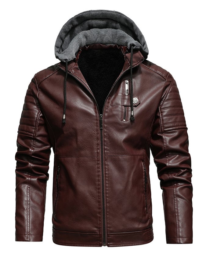 Vanhouten™ | Gebruikte Leerlook Jas Met Voorzijde Capuche