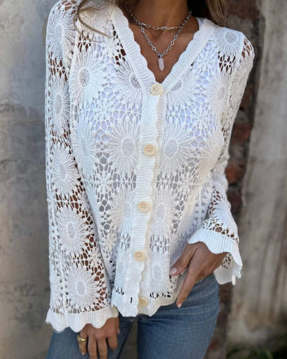 NALIE – Gehaakte Kant Button Cardigan
