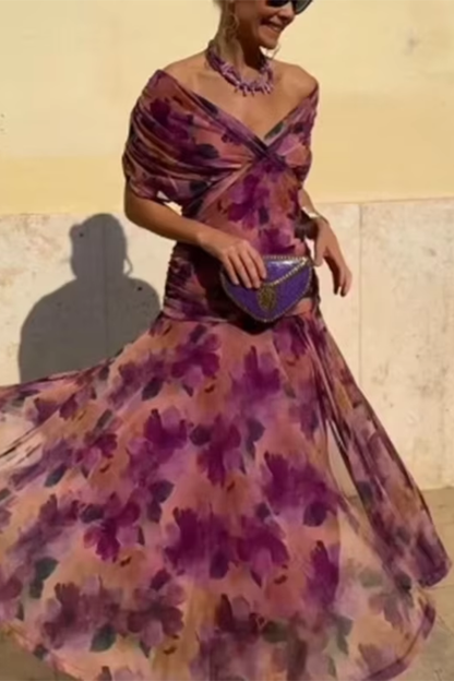 Louise | Elegante maxi-feestjurk met V-hals
