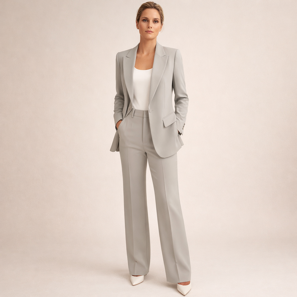 Vanessa™ | Elegante mantelpak met uitlopende broe
