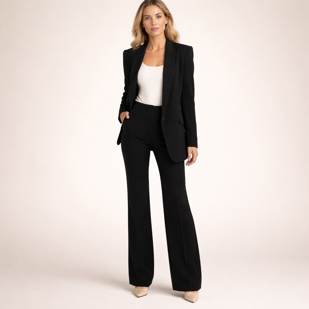 Vanessa™ | Elegante mantelpak met uitlopende broe