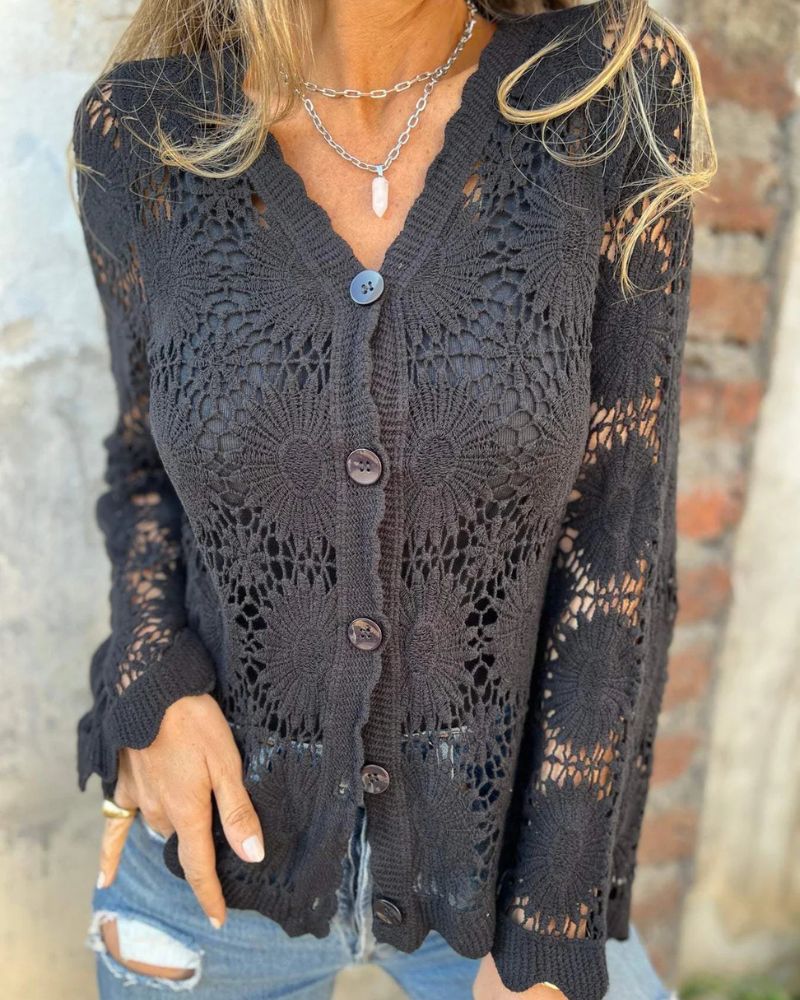 NALIE – Gehaakte Kant Button Cardigan