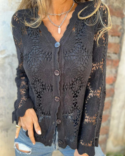 NALIE – Gehaakte Kant Button Cardigan