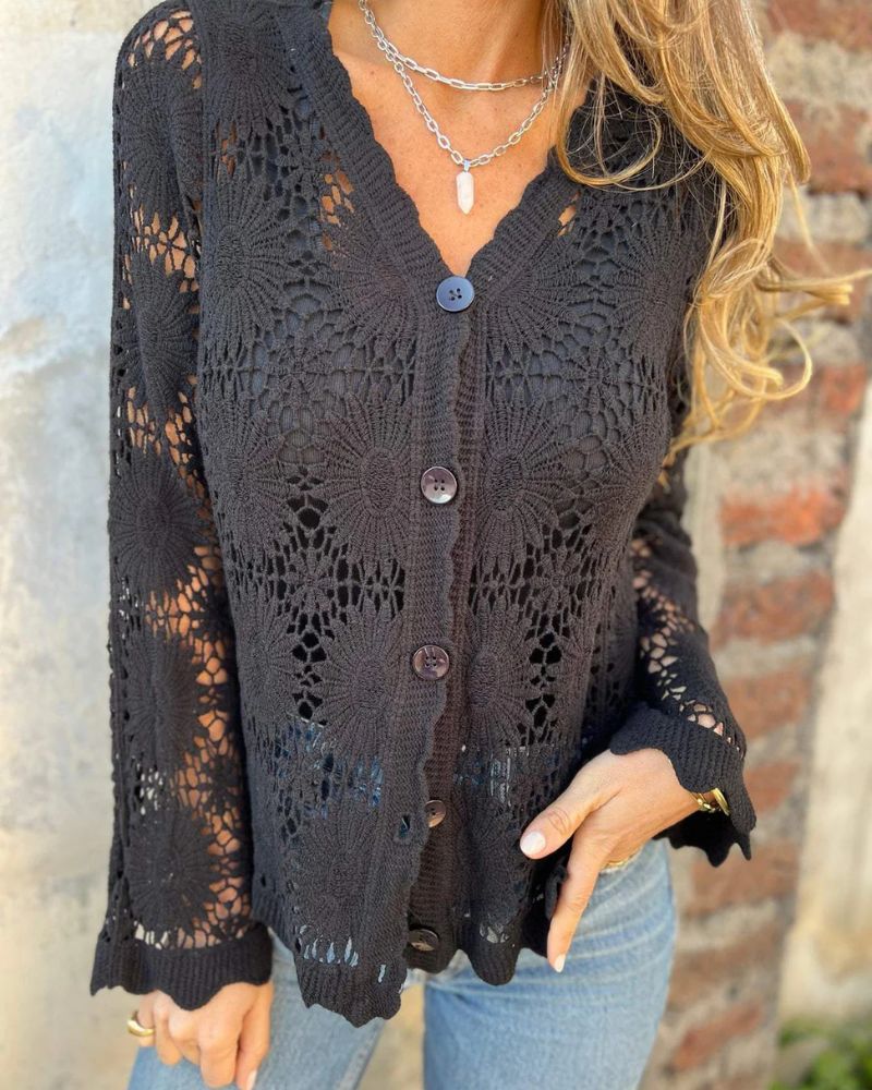 NALIE – Gehaakte Kant Button Cardigan