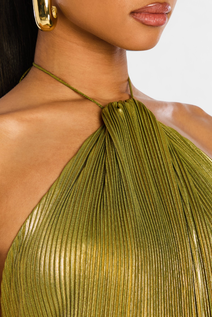Emma | Metallic halterjurk met open rug