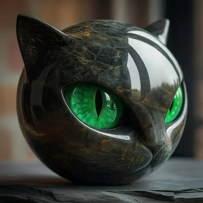 Lunaris - Sculptuur van mystieke zwarte kattenkop