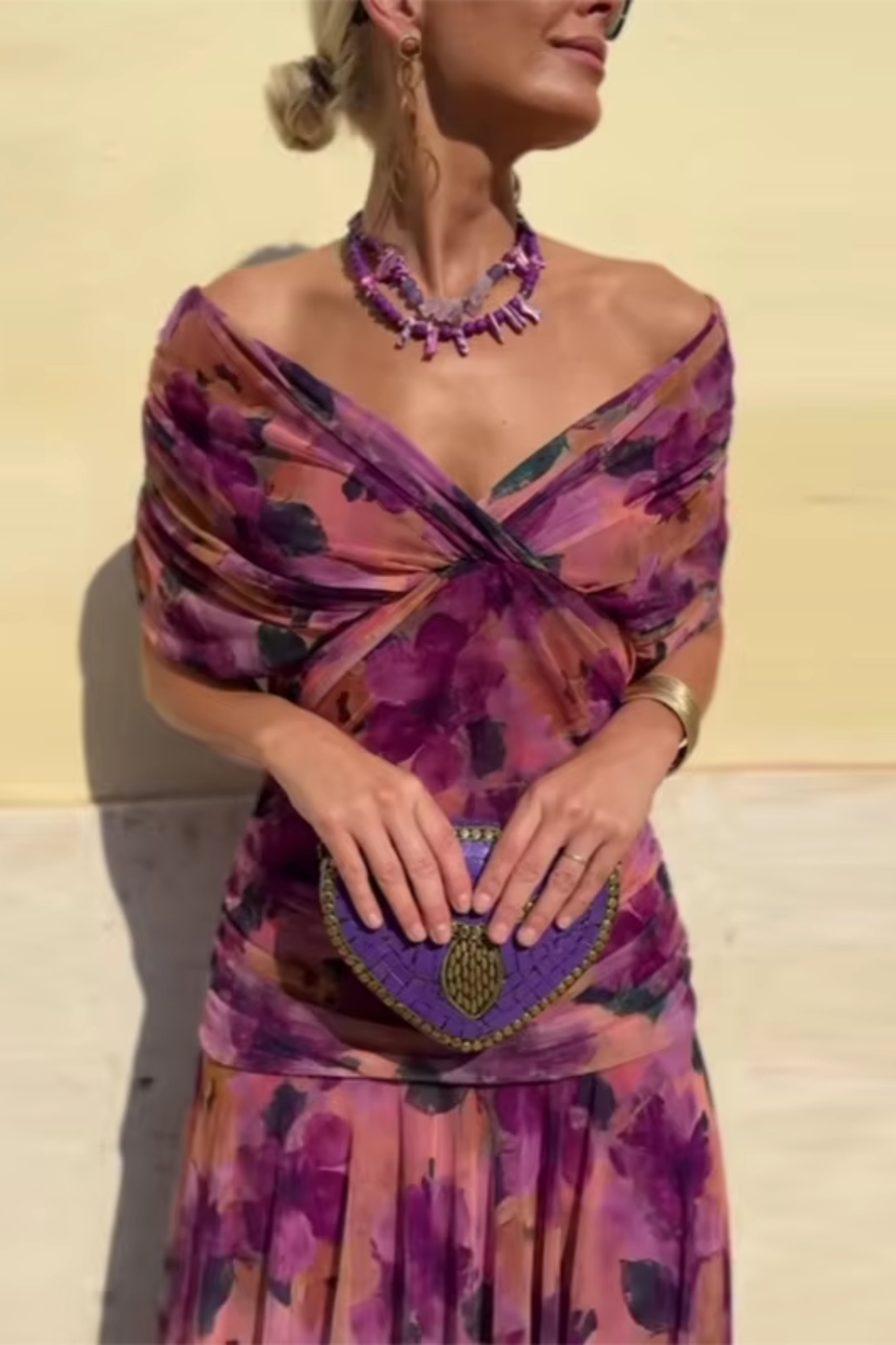 Louise | Elegante maxi-feestjurk met V-hals