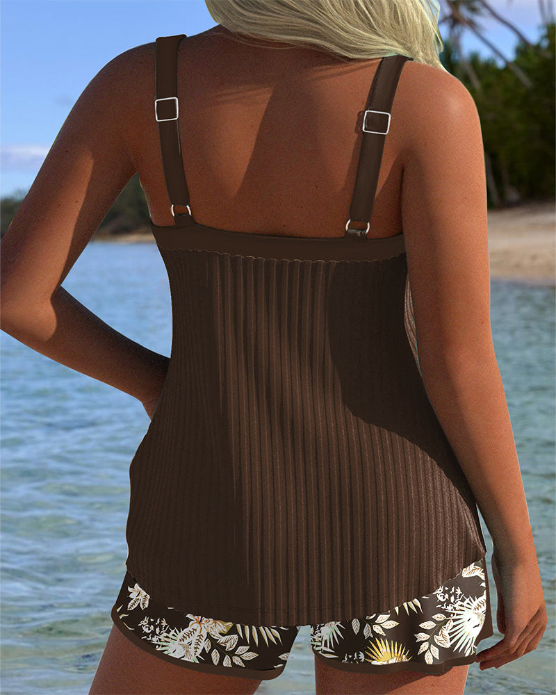 Tankini gestreepte tweedelige strandshorts