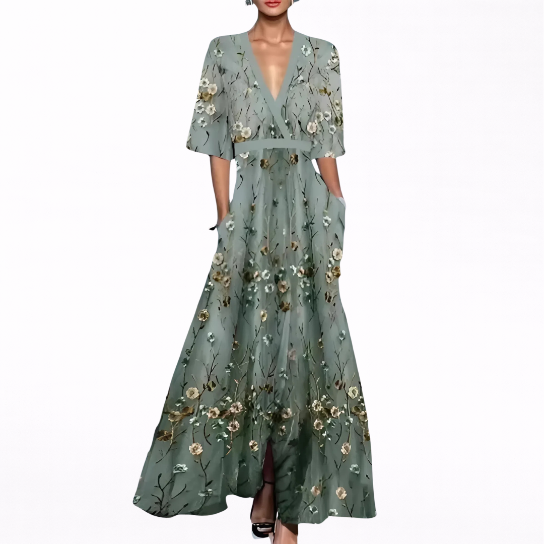 Valentina | Elegante maxi-jurk met diepe halslijn