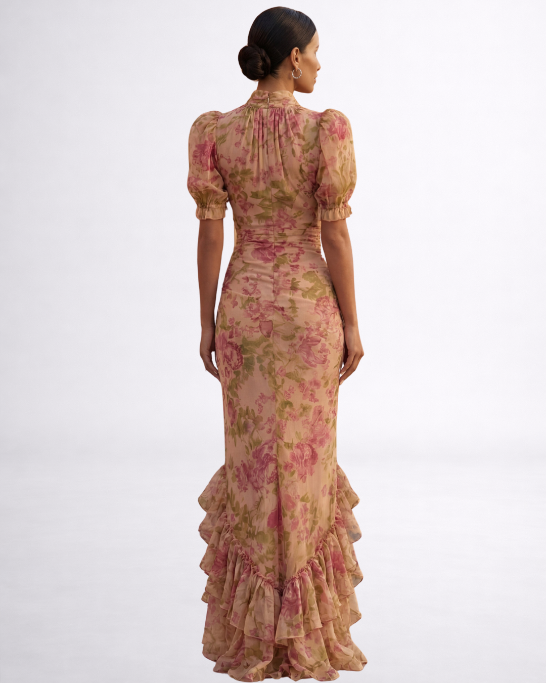 Rosario | Lange jurk met bloemenprint van chiffon