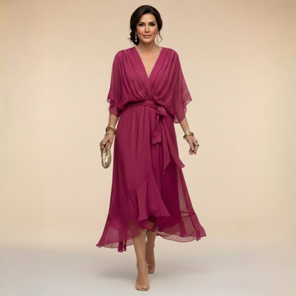 Monica | Chiffonjurk met V-hals