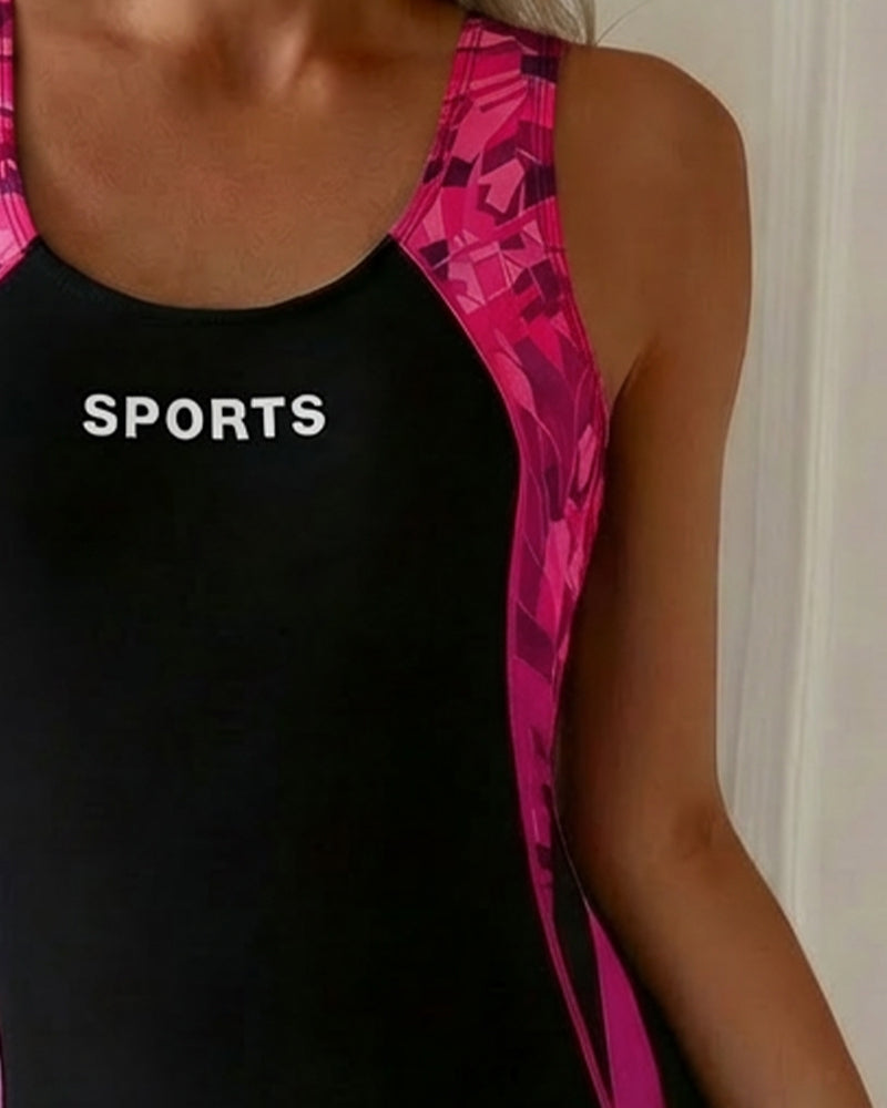 Eendelig zwempak met platte hoeken, sportvest