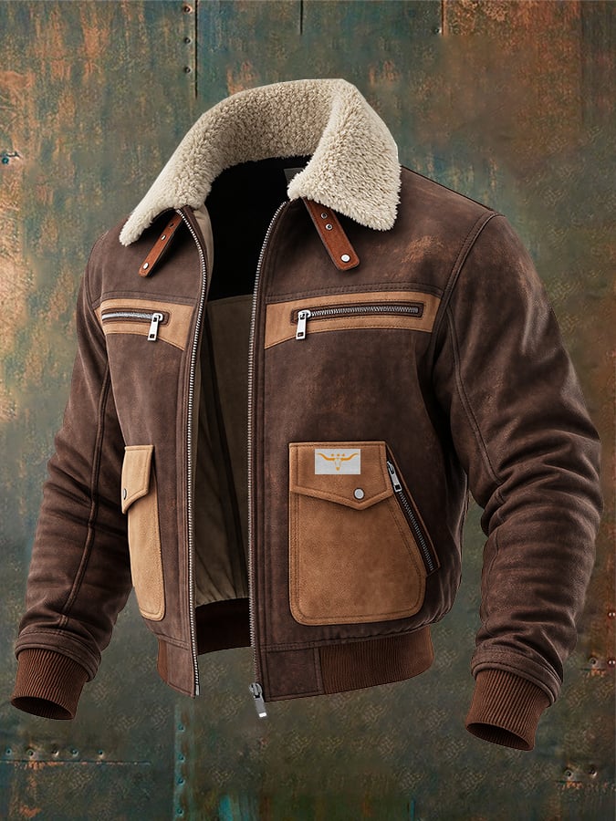 Vanhouten™ | Bomber Van Bruine Met Warme Sherpa Kraag