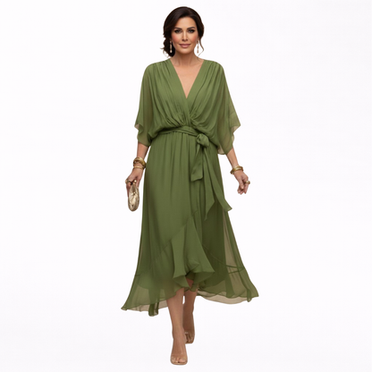 Monica | Chiffonjurk met V-hals