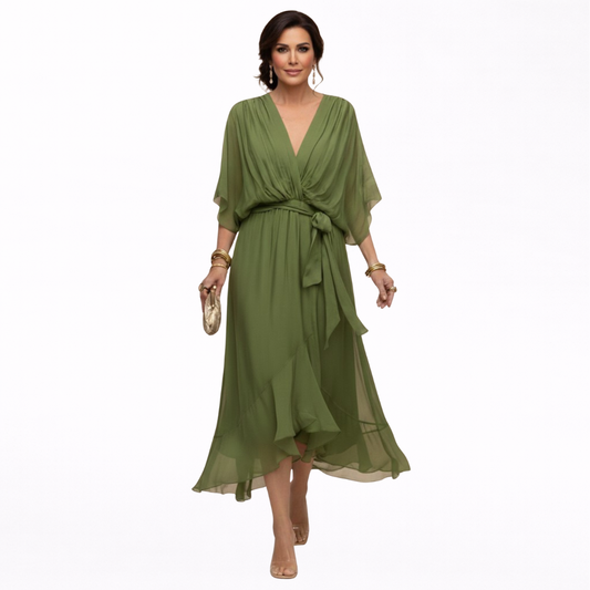 Monica | Chiffonjurk met V-hals