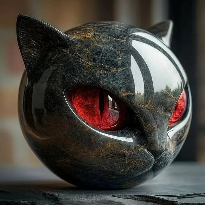 Lunaris - Sculptuur van mystieke zwarte kattenkop