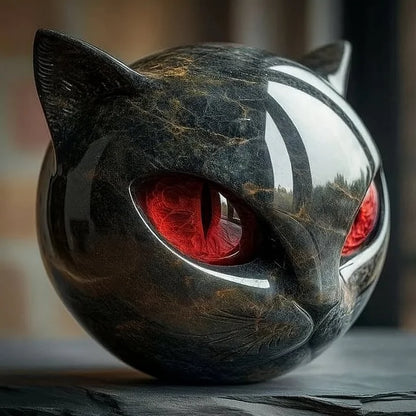 Lunaris - Sculptuur van mystieke zwarte kattenkop