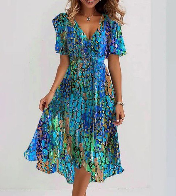 Sapphire | Luchtige blauwe midi-jurk