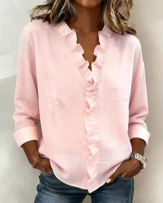 Chiara™ | Blouse met V-hals en fijne ruches